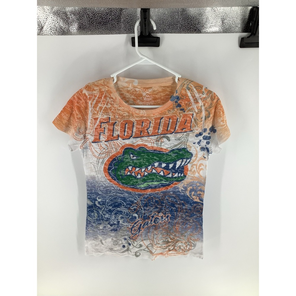 Step Ahead Florida Gators Women XL Burnout Graphic T-Shirt Orange Blue Tie Dye